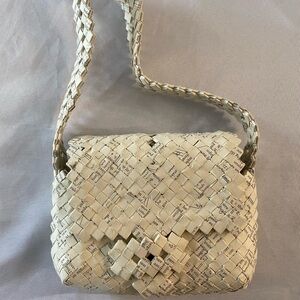 Handmade Purse, Folded Book Pages, White/Black